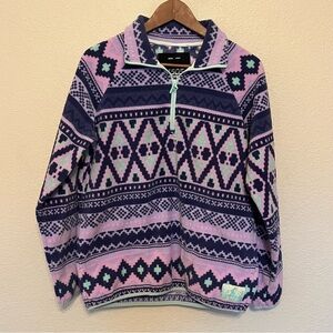 ASOS 4505 Ski & Snow Aztec Purple Fleece Geometric Quarter Zip Pullover Size 6
